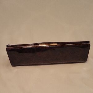 Ann Taylor Elegant Cheetah Patent Style Brown/Black Clutch